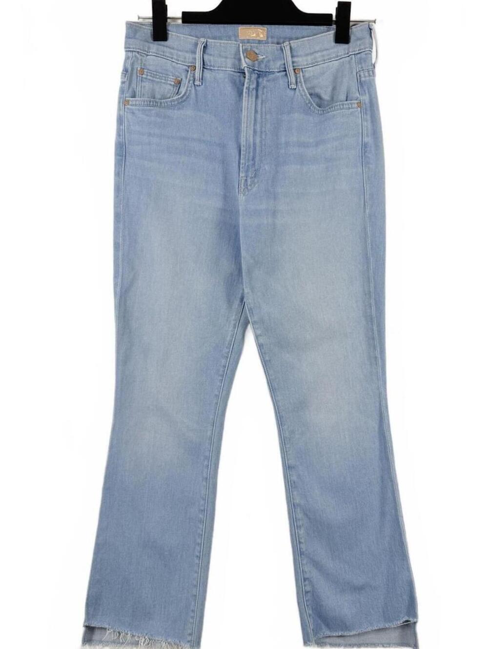 MOTHER The‎ Insider Crop Step Fray Stretch Jeans Light Blue High Rise Size 28